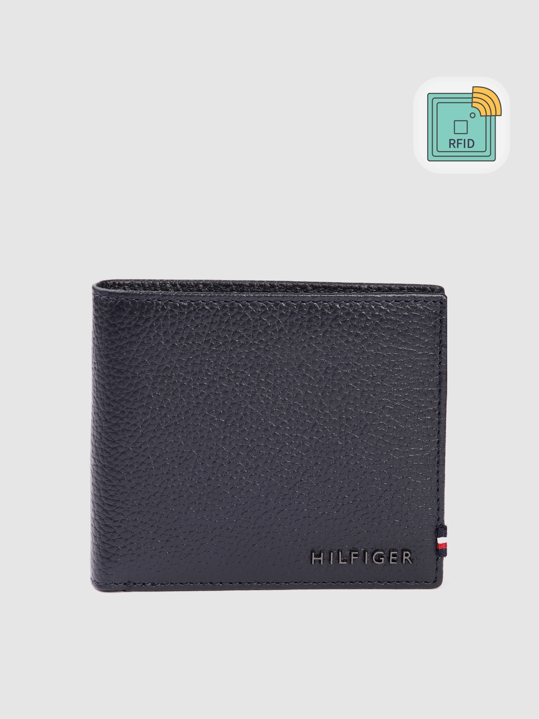 

Tommy Hilfiger Men Navy Blue Textured Leather Two Fold Wallet