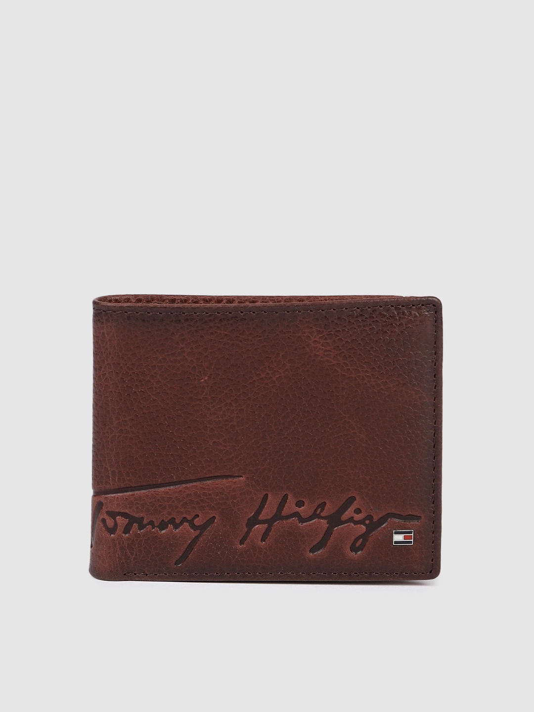 

Tommy Hilfiger Men Textured Leather Two Fold Wallet, Maroon