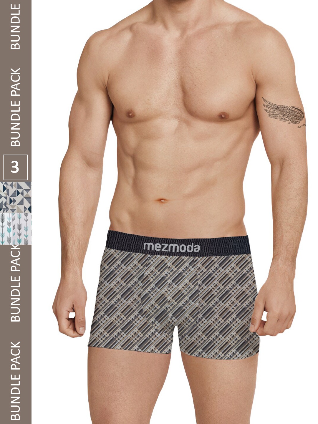 

mezmoda Men Pack of 3 Printed Hipster Briefs, White