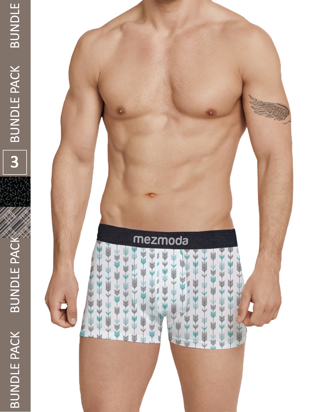 

mezmoda Men Pack Of 3 Printed Anti Bacterial Ultra Soft Breathable Basic Briefs, Multi
