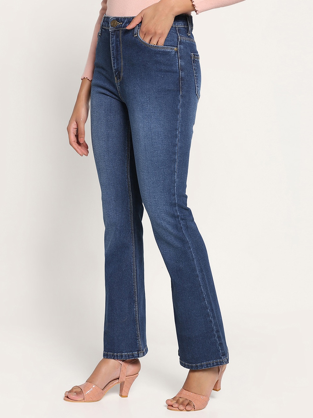 

Beatnik Women Flared Light Fade Stretchable Cotton Jeans, Blue
