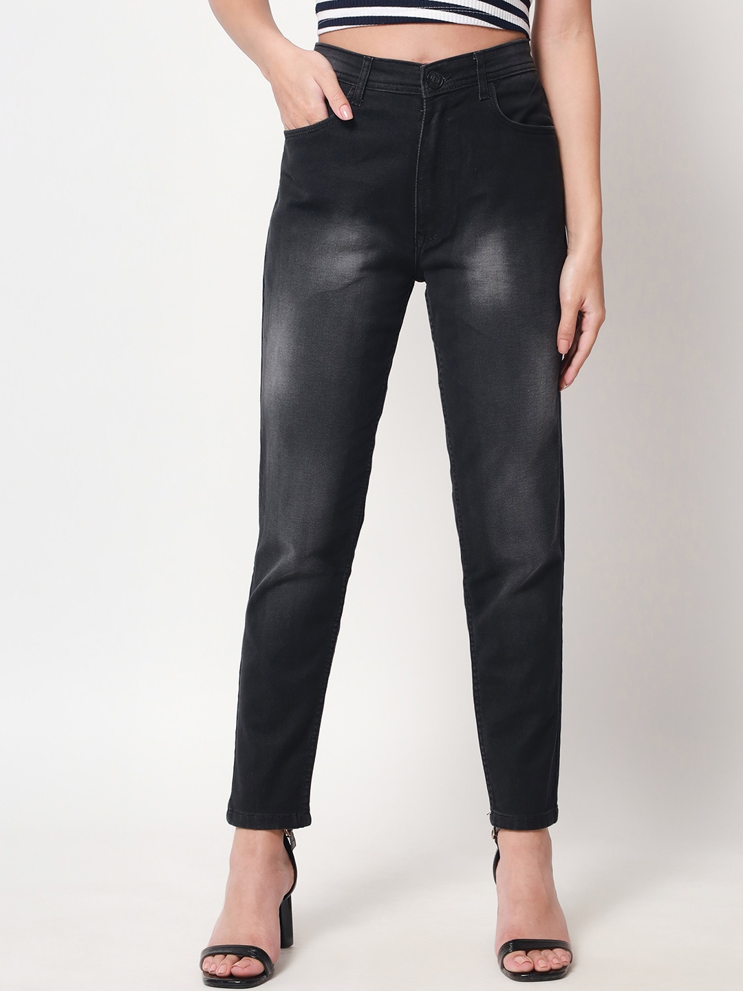 

Beatnik Women Slim Fit Light Fade Stretchable Cotton Jeans, Black