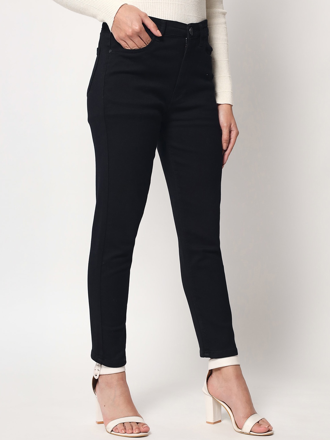 

Beatnik Women Slim Fit High-Rise Cotton Stretchable Jeans, Black