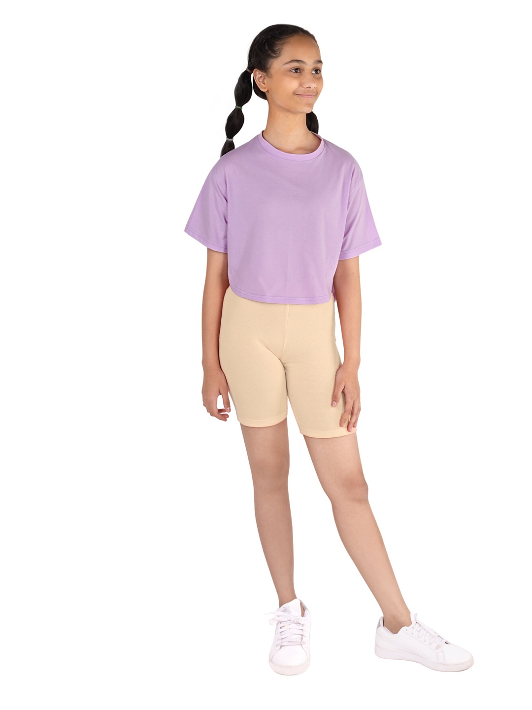 

DChica Girls Cotton T-Shirt with Shorts, Purple