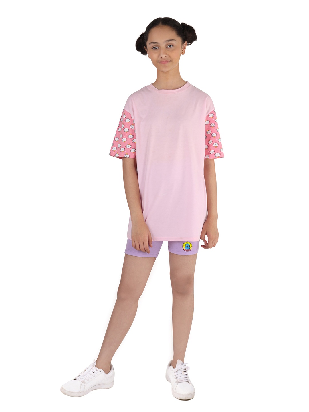 

DChica Girls Cotton T-shirt with Shorts, Purple