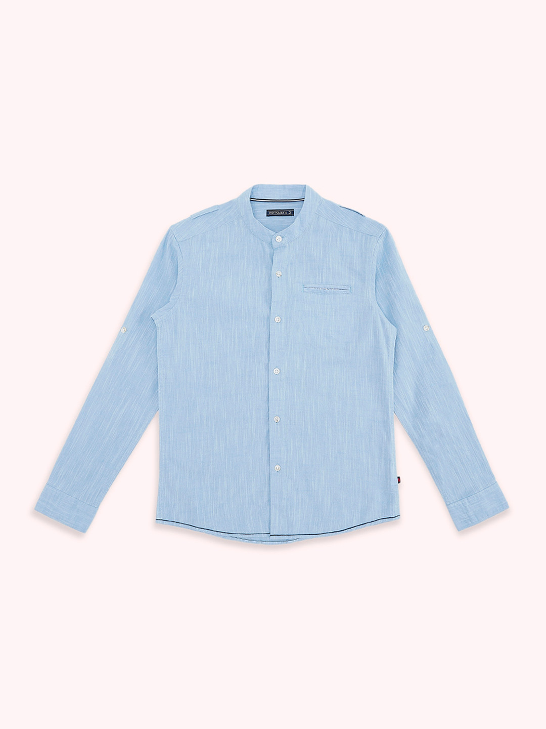 

Pantaloons Junior Boys Mandarin Collar Cotton Linen Casual Shirt, Blue
