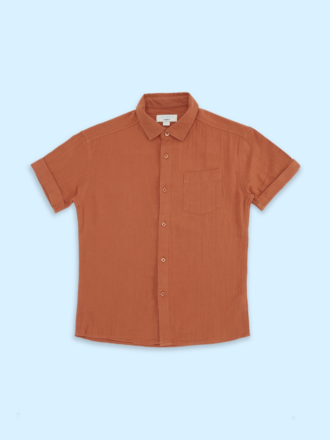 

Pantaloons Junior Boys Cotton Casual Shirt, Rust