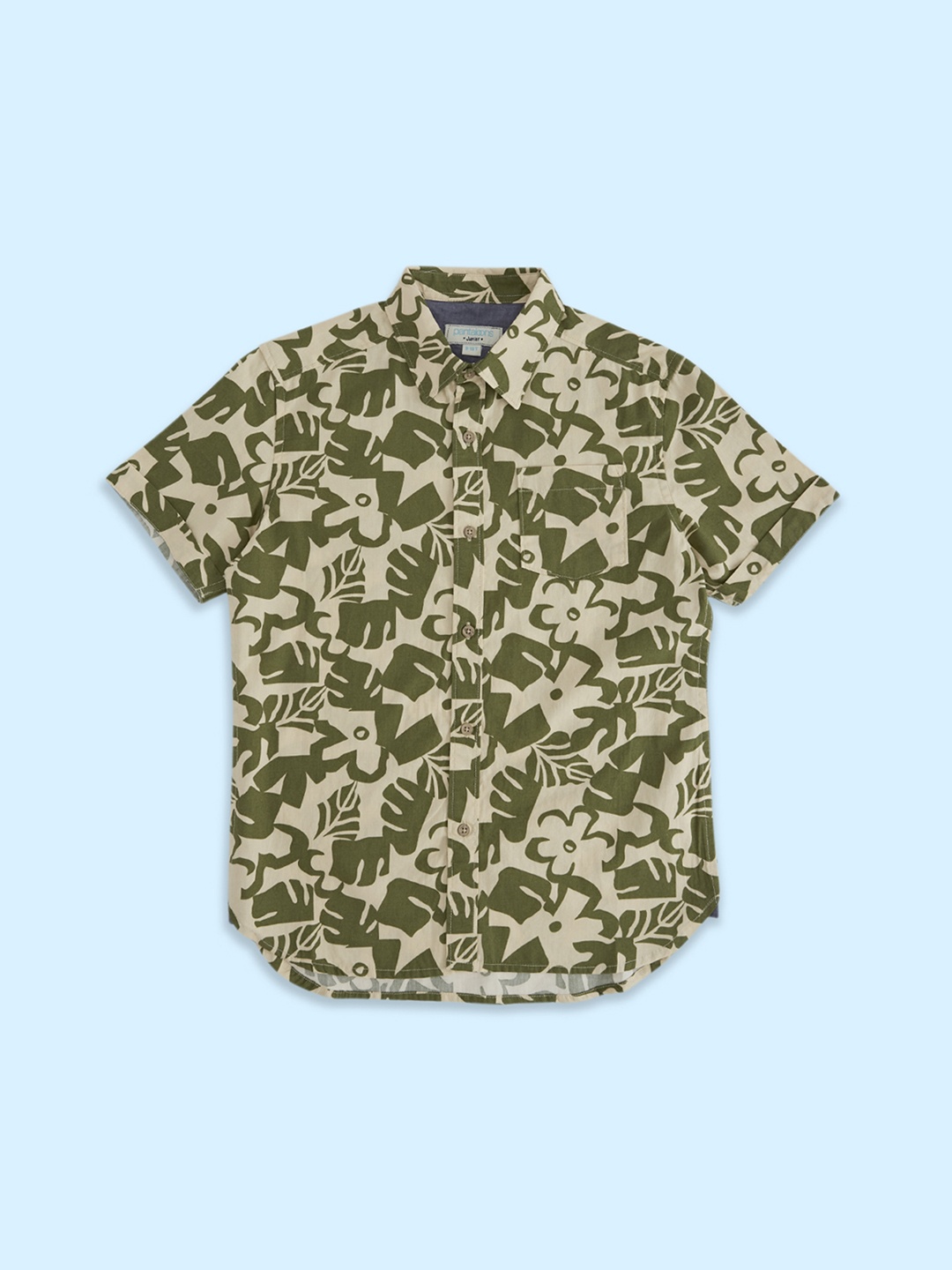 

Pantaloons Junior Boys Floral Printed Cotton Casual Shirt, Beige