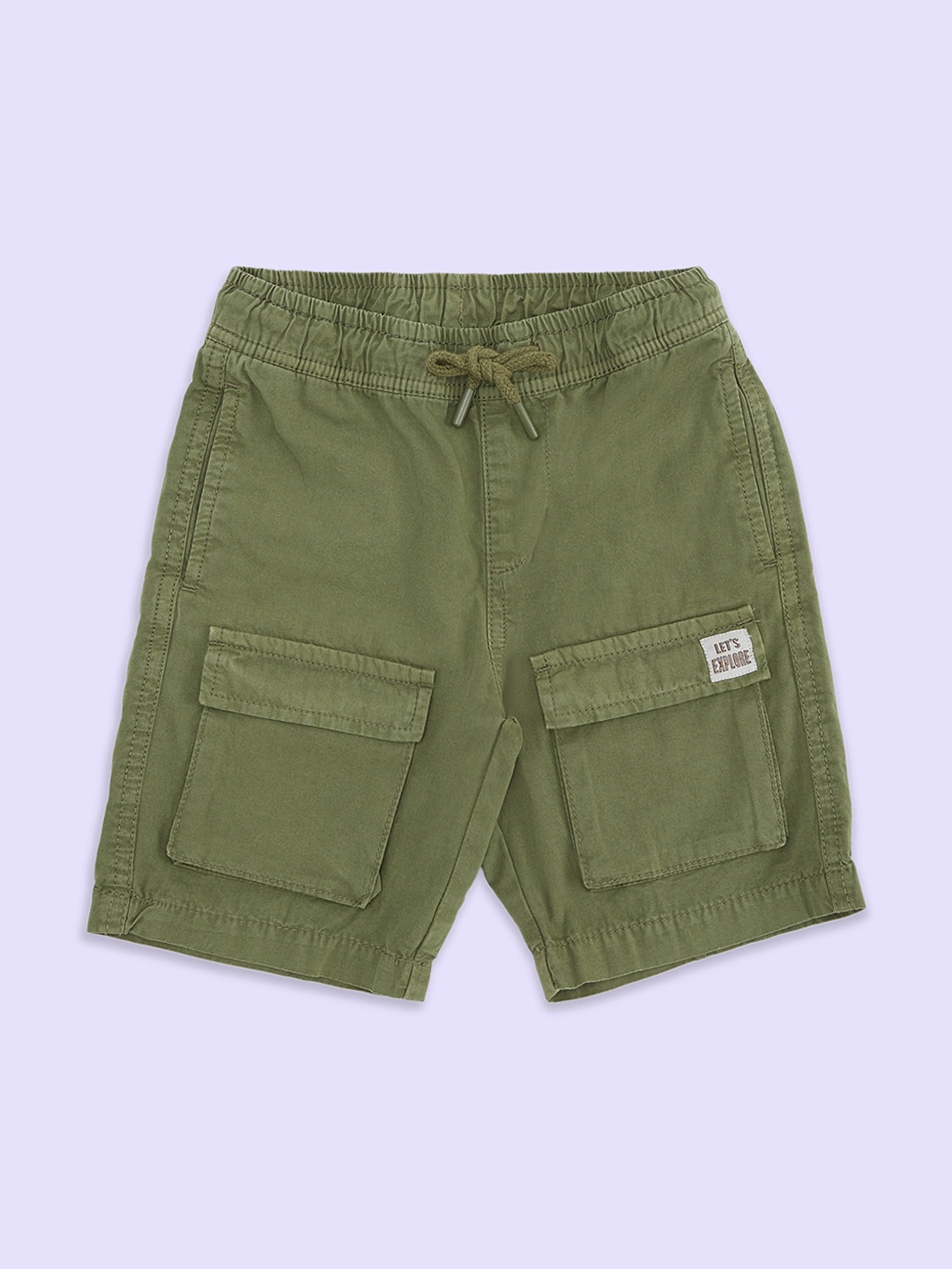 

Pantaloons Junior Boys Cotton Regular Fit Cargo Shorts, Olive