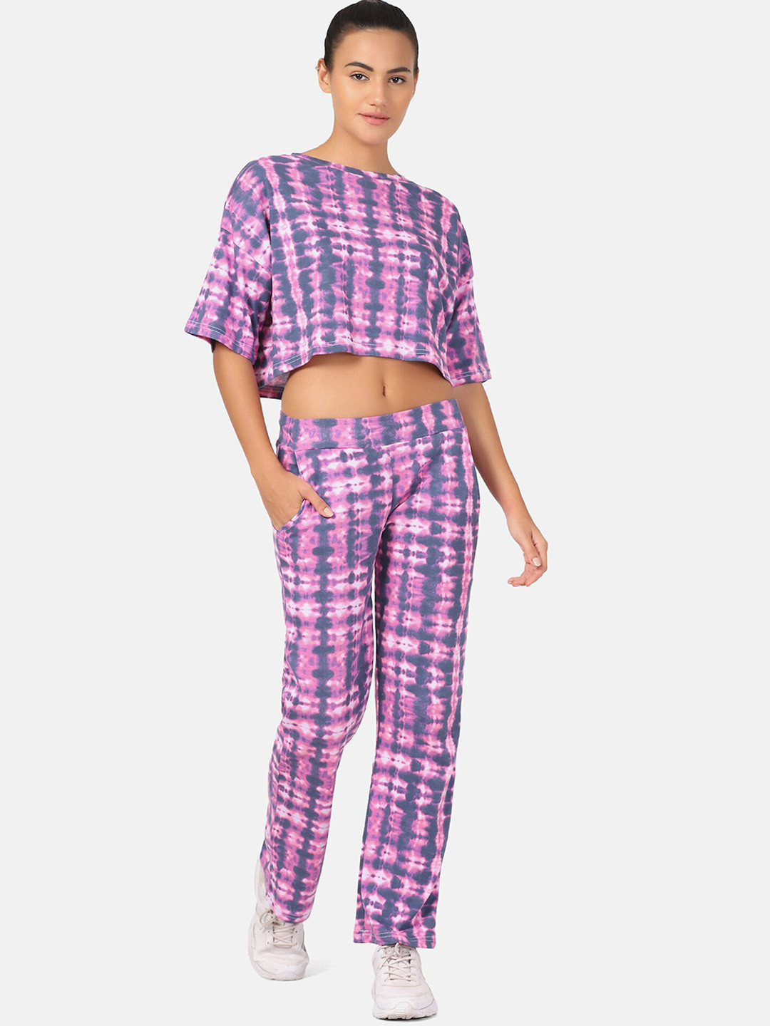 

Aesthetic Bodies Women Tie-Dyed Pure Cotton Co-Ords, Pink