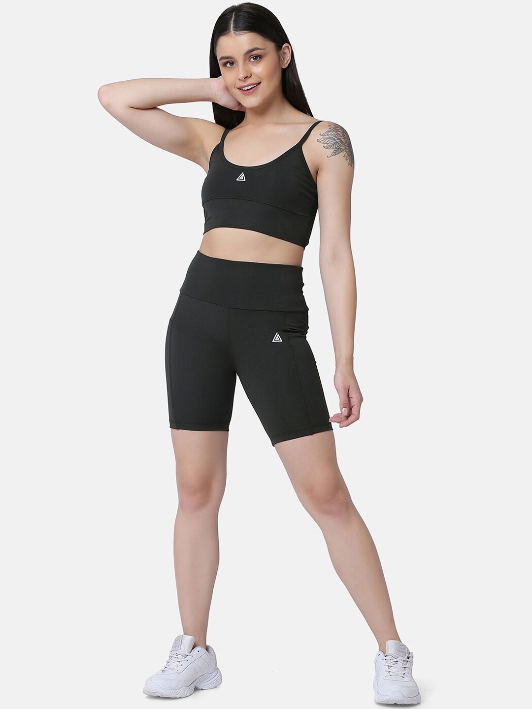 

Aesthetic Bodies Women Sports Bra & Shorts Co-Ords Set, Olive