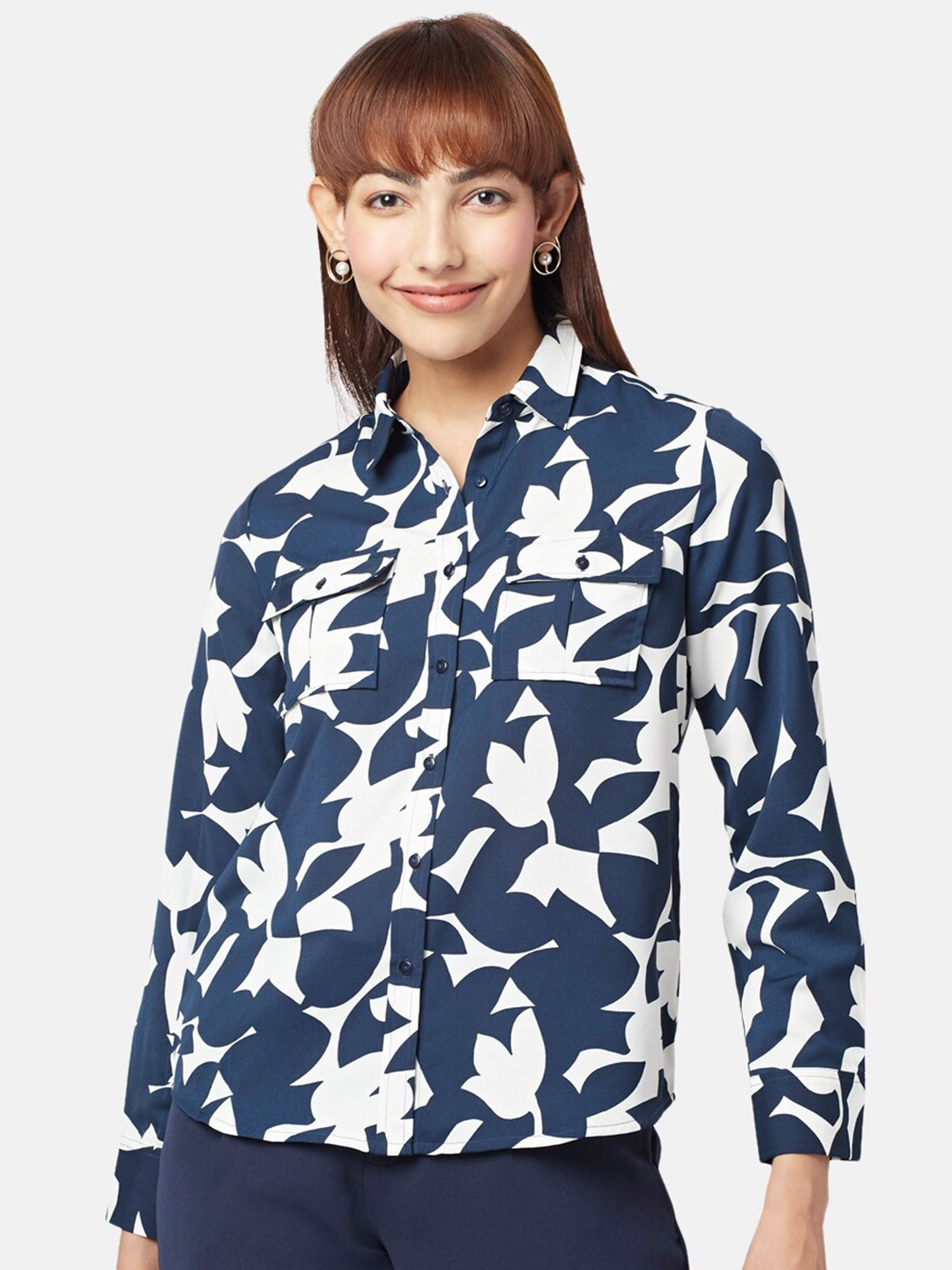 

Annabelle by Pantaloons Women Floral Printed Casual Shirt, Blue
