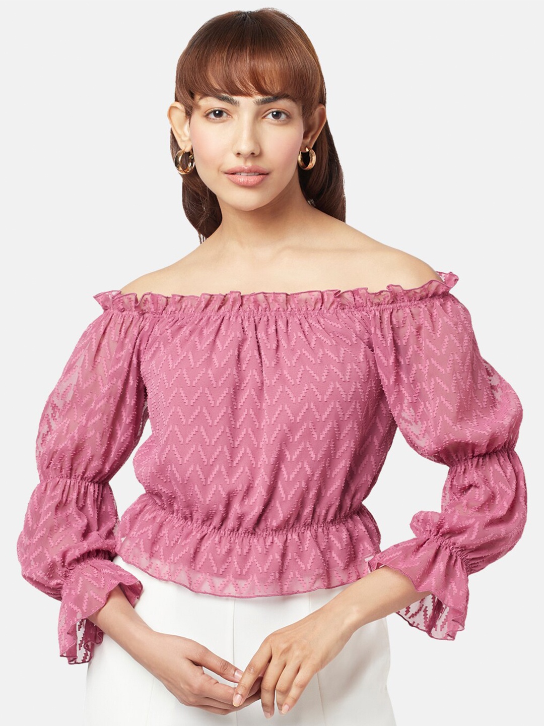 

Honey by Pantaloons Off-Shoulder Bardot Top, Pink