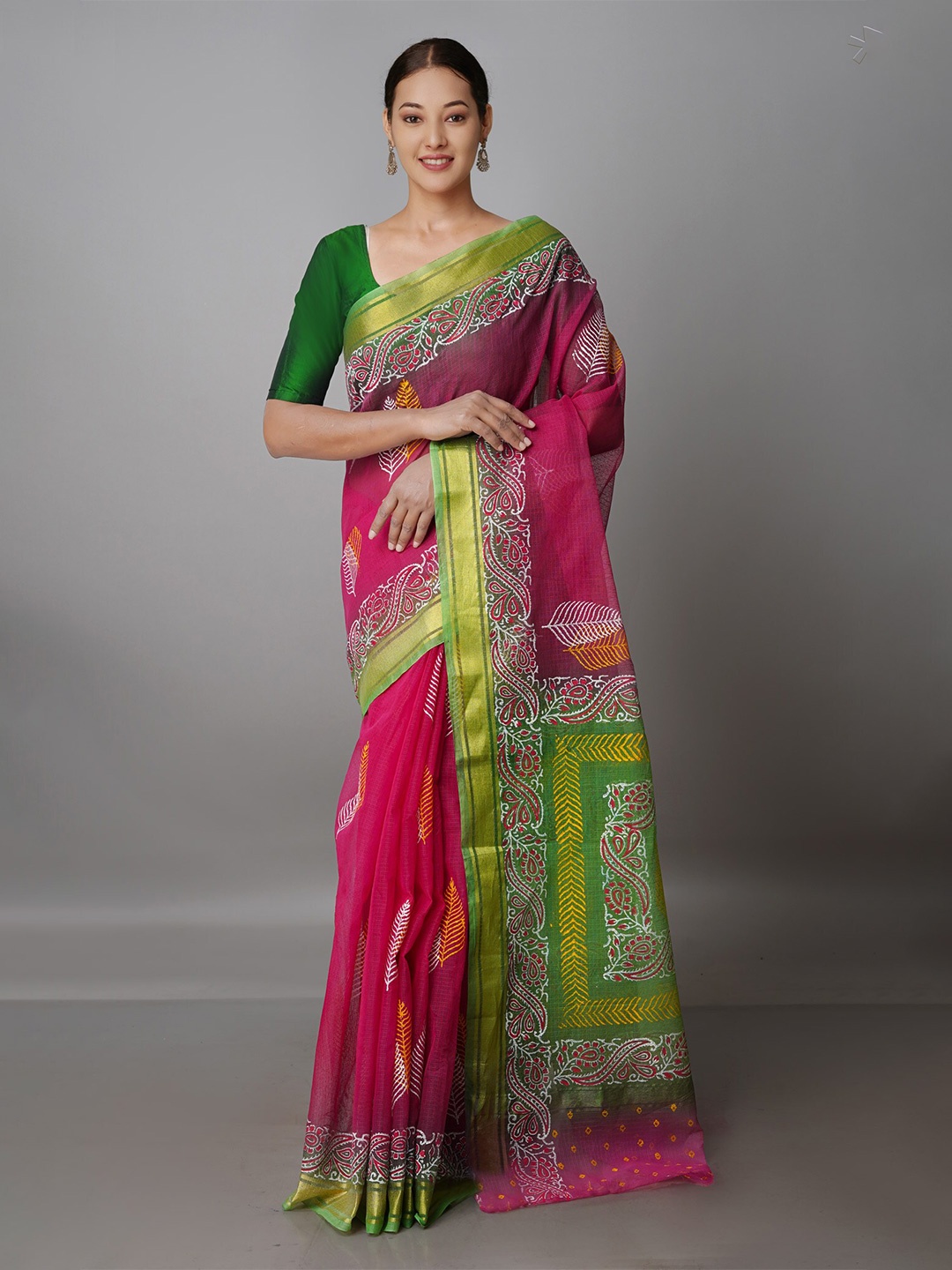 

Unnati Silks Ethnic Motifs Zari Pure Cotton Kota Saree, Burgundy