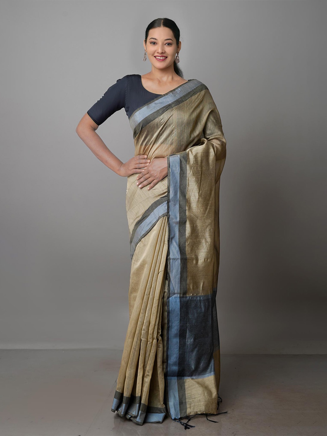 

Unnati Silks Zari Chanderi Saree, Gold