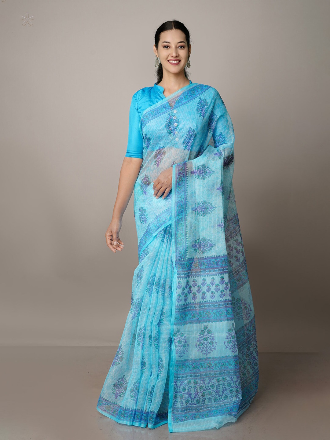 

Unnati Silks Ethnic Motifs Pure Cotton Kota Saree, Blue