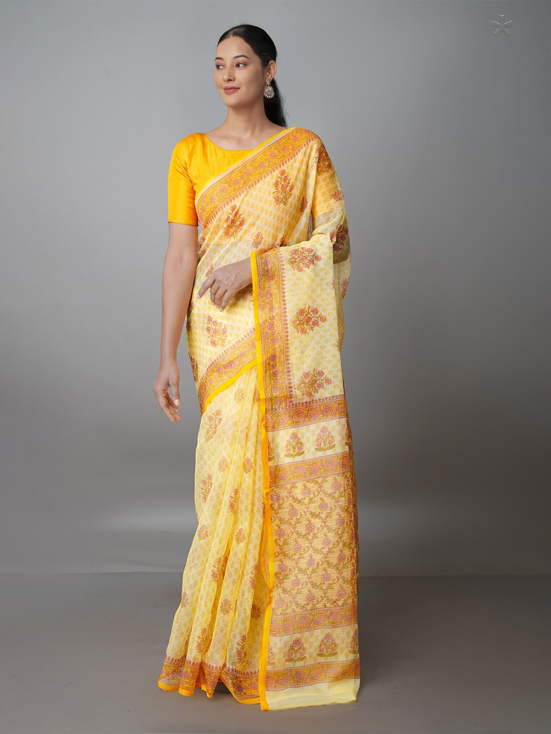 

Unnati Silks Floral Pure Cotton Kota Saree, Yellow