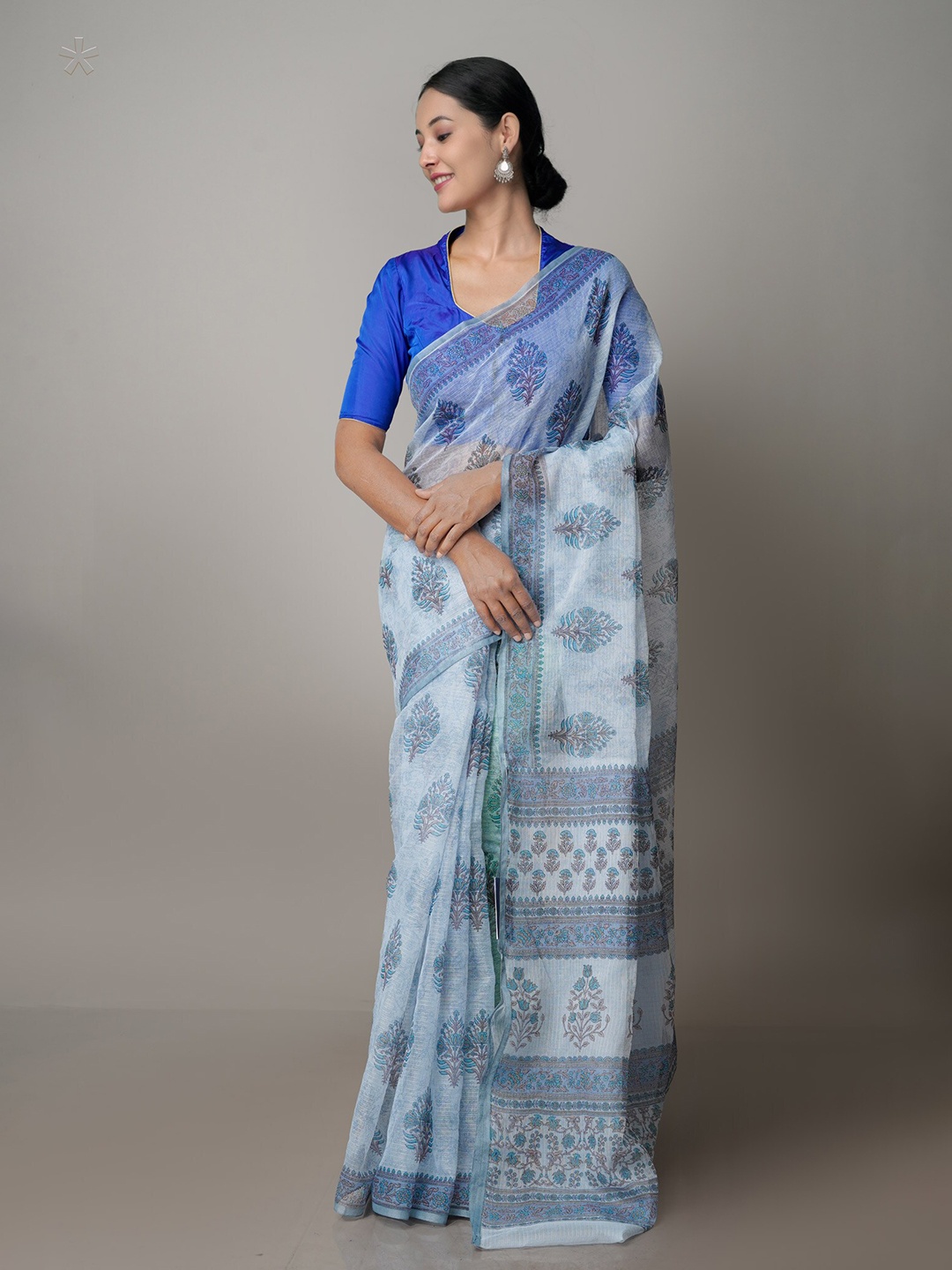 

Unnati Silks Ethnic Motifs Pure Cotton Kota Saree, Blue