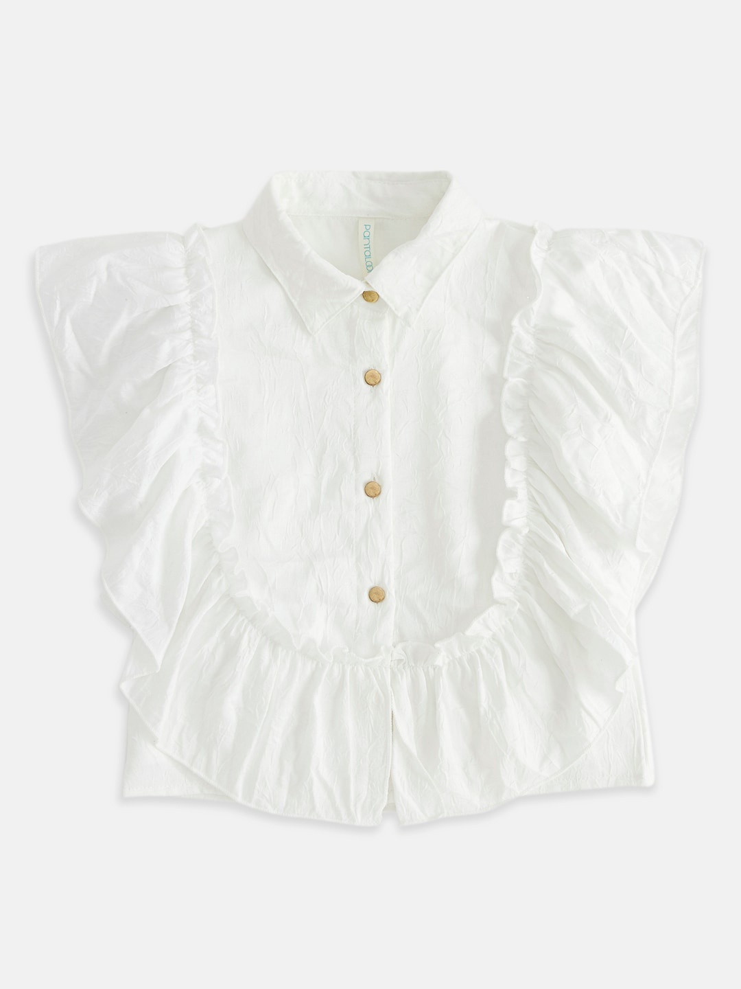 

Pantaloons Junior Girls Cotton Shirt Style Top, Off white