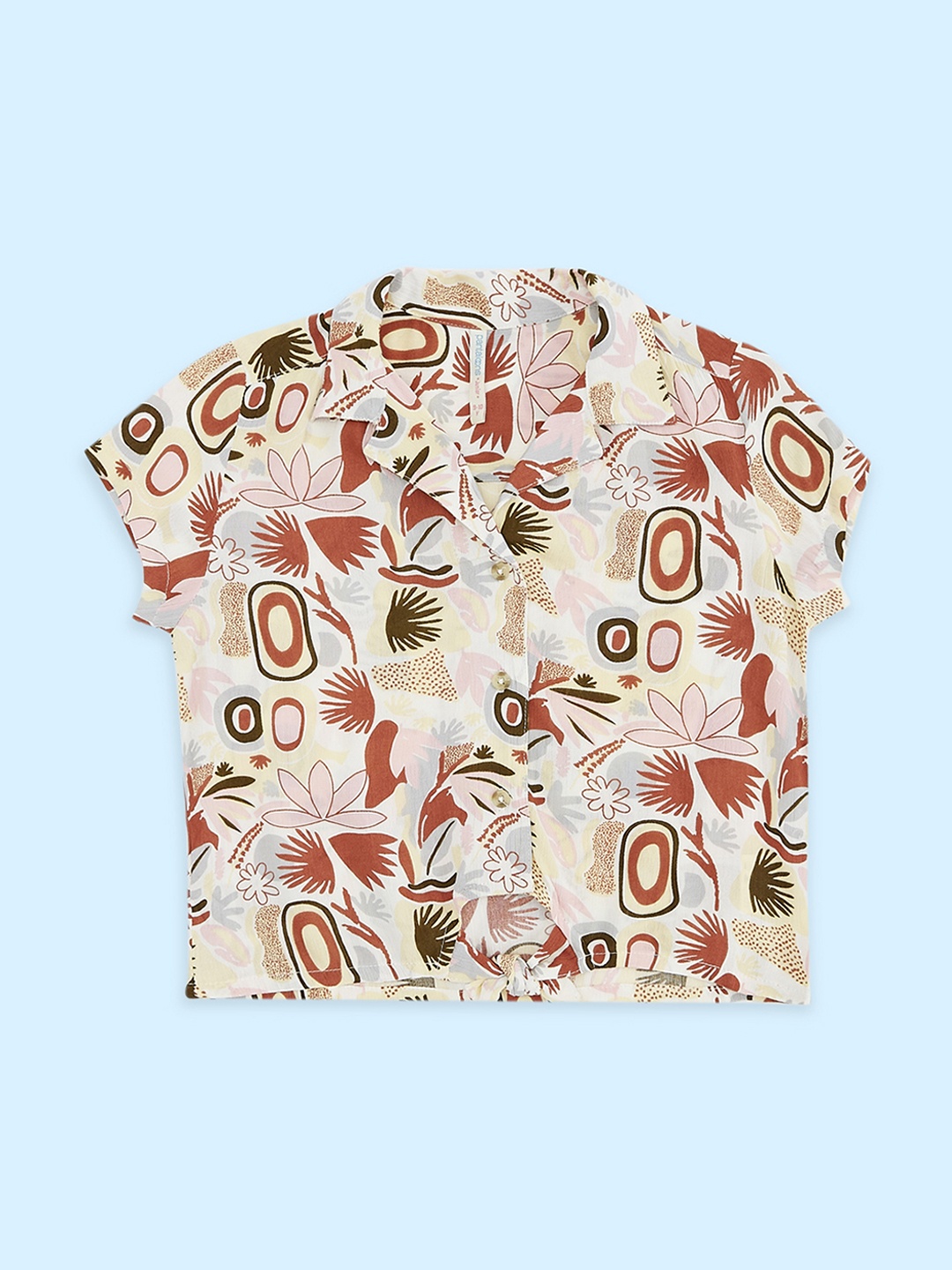 Pantaloons Junior Girls Floral Printed Casual Shirt, Off white