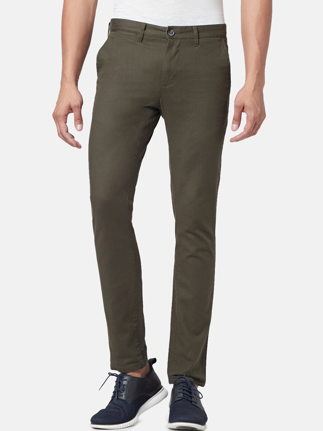 

BYFORD by Pantaloons Men Slim Fit Low-Rise Chinos Trousers, Olive