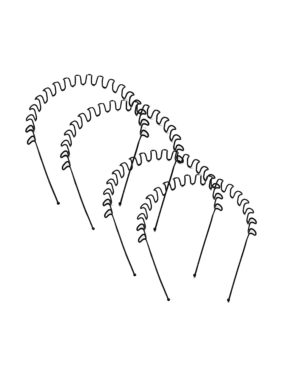 

CHRONEX 4 Pieces Zig zig Hairband, Black