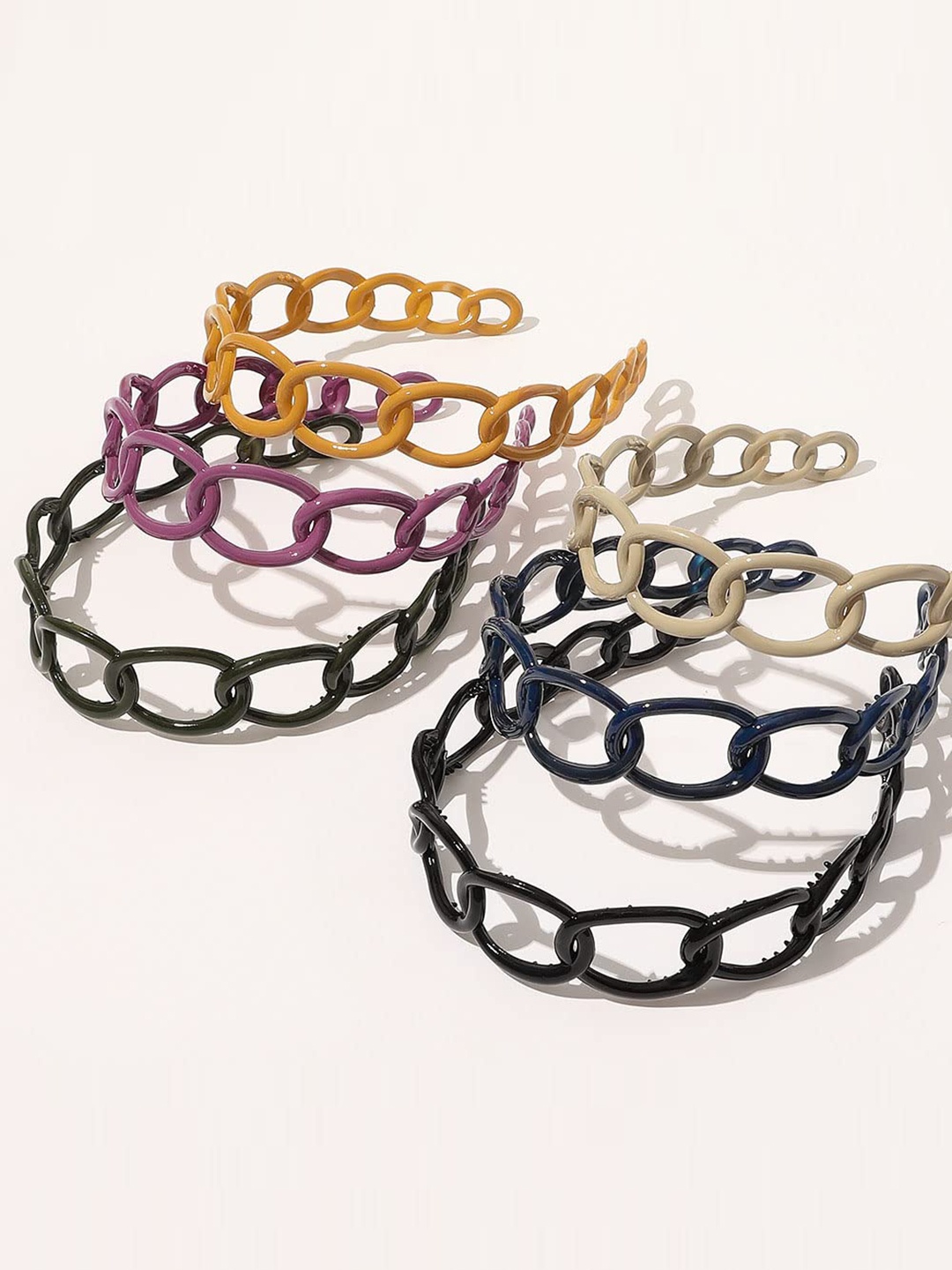 

CHRONEX Women Set Of 3 Chain Link Hairband, Orange