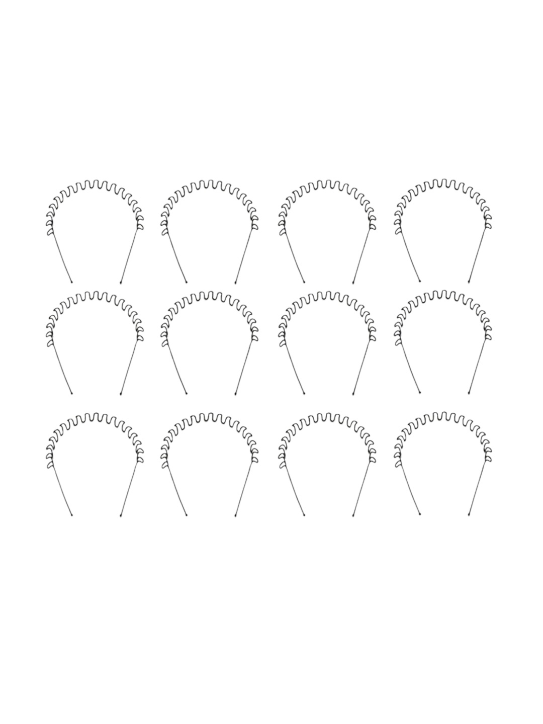 

CHRONEX Women Pack Of 12 Metal Zig Zag Hairband, Black