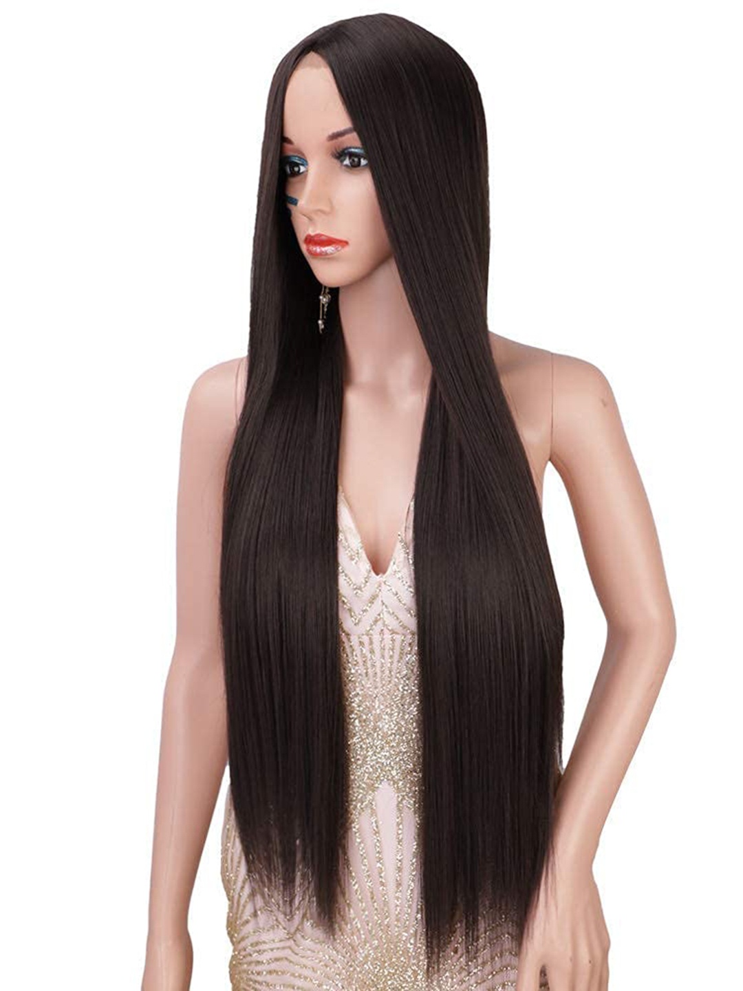 

CHRONEX Synthetic Natural Long Straight Hair Wig - Brown
