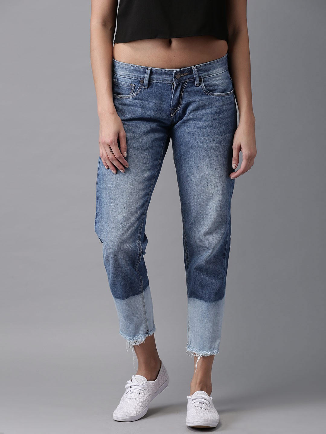 

Moda Rapido Women Blue Boyfriend Fit Mid-Rise Cropped Clean Look Jeans