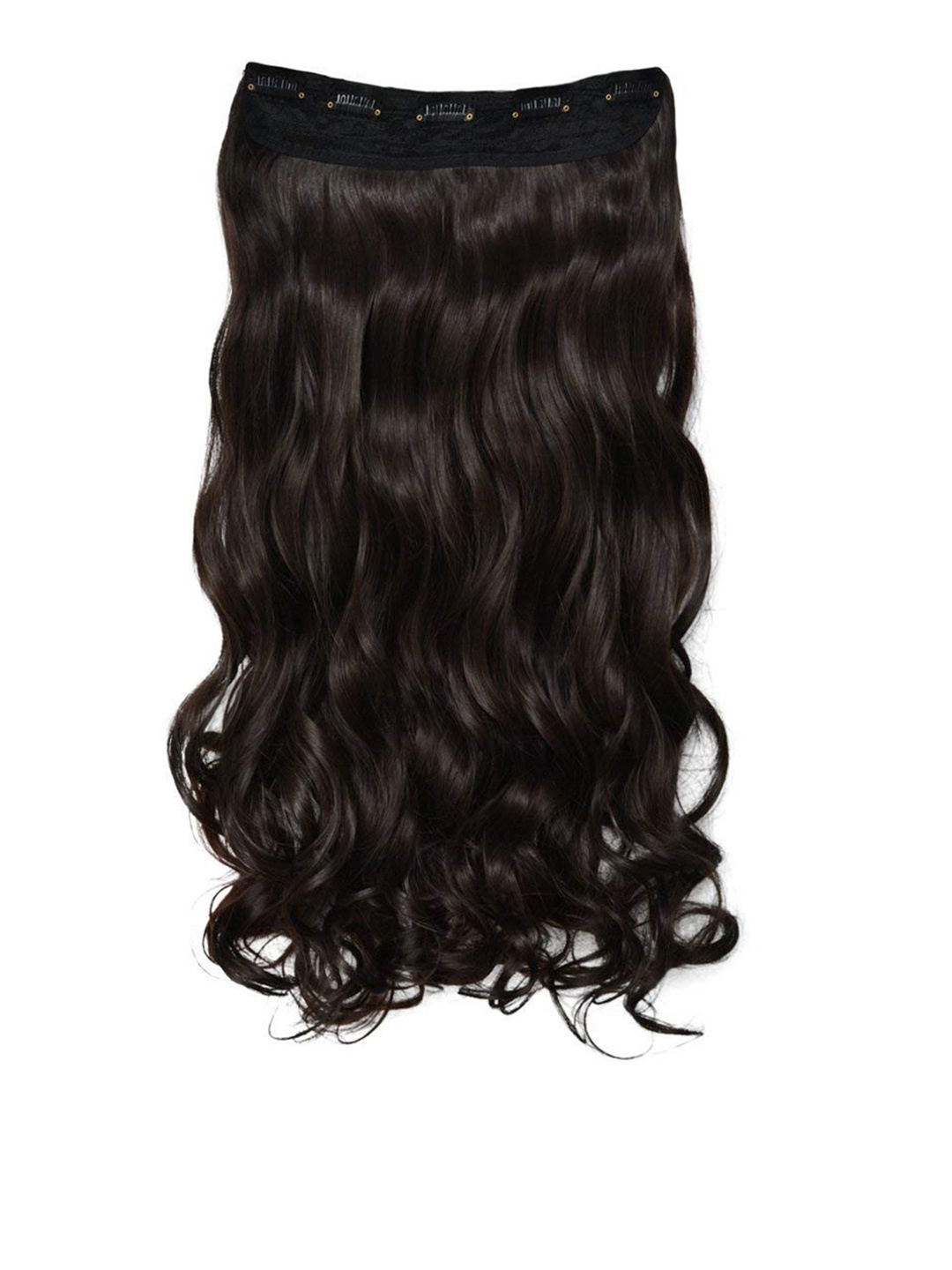 

CHRONEX 5 Clips Based Curly Synthetic Nylon Hair Extension - Natural Brown, Coffee brown