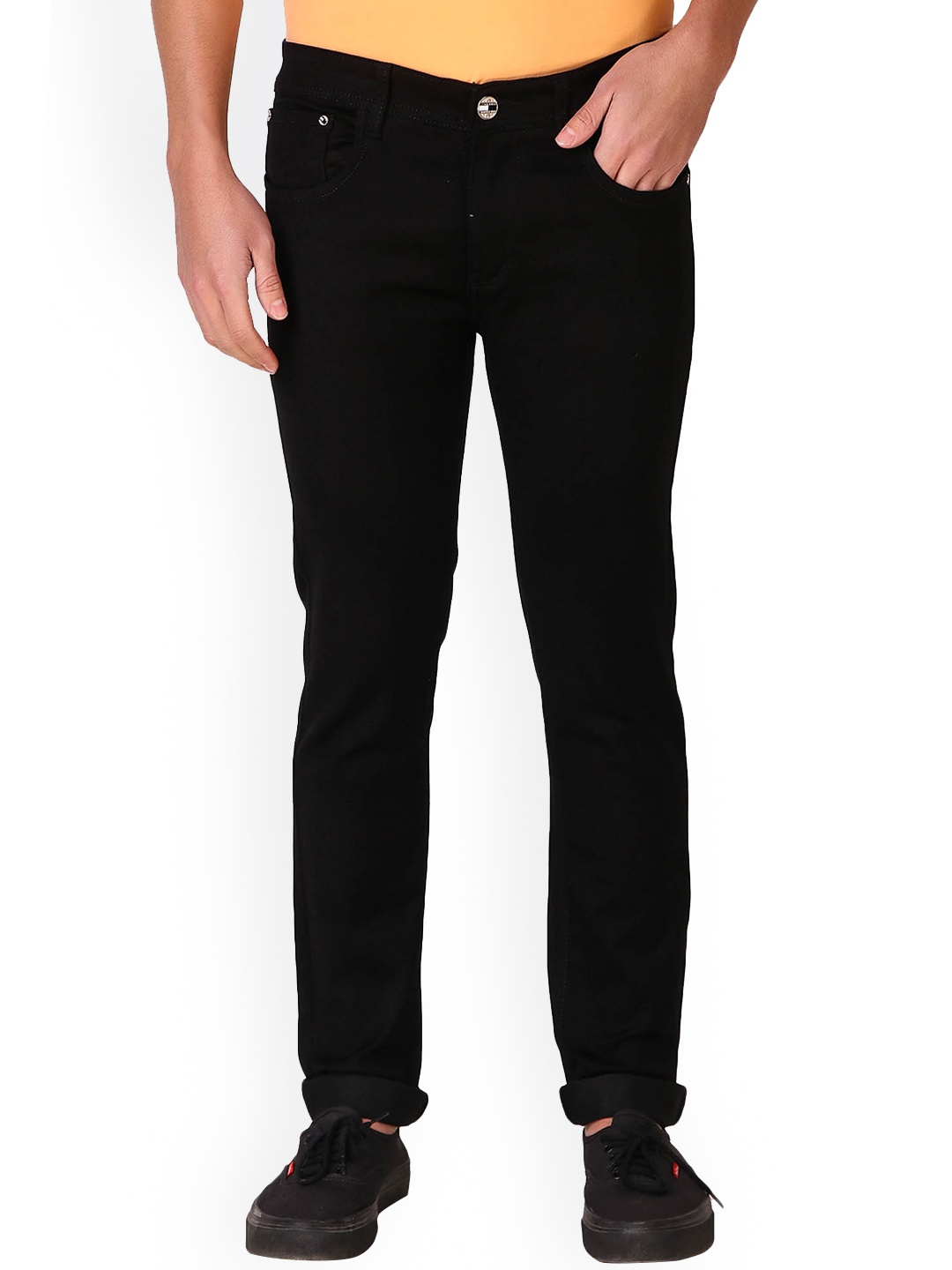 

RIENER Men Lean Slim Fit Stretchable Cotton Jeans, Black