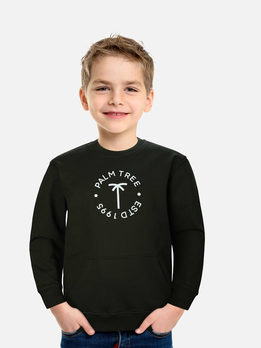 

Palm Tree Boys Printed Cotton Sweatshirt, Olive