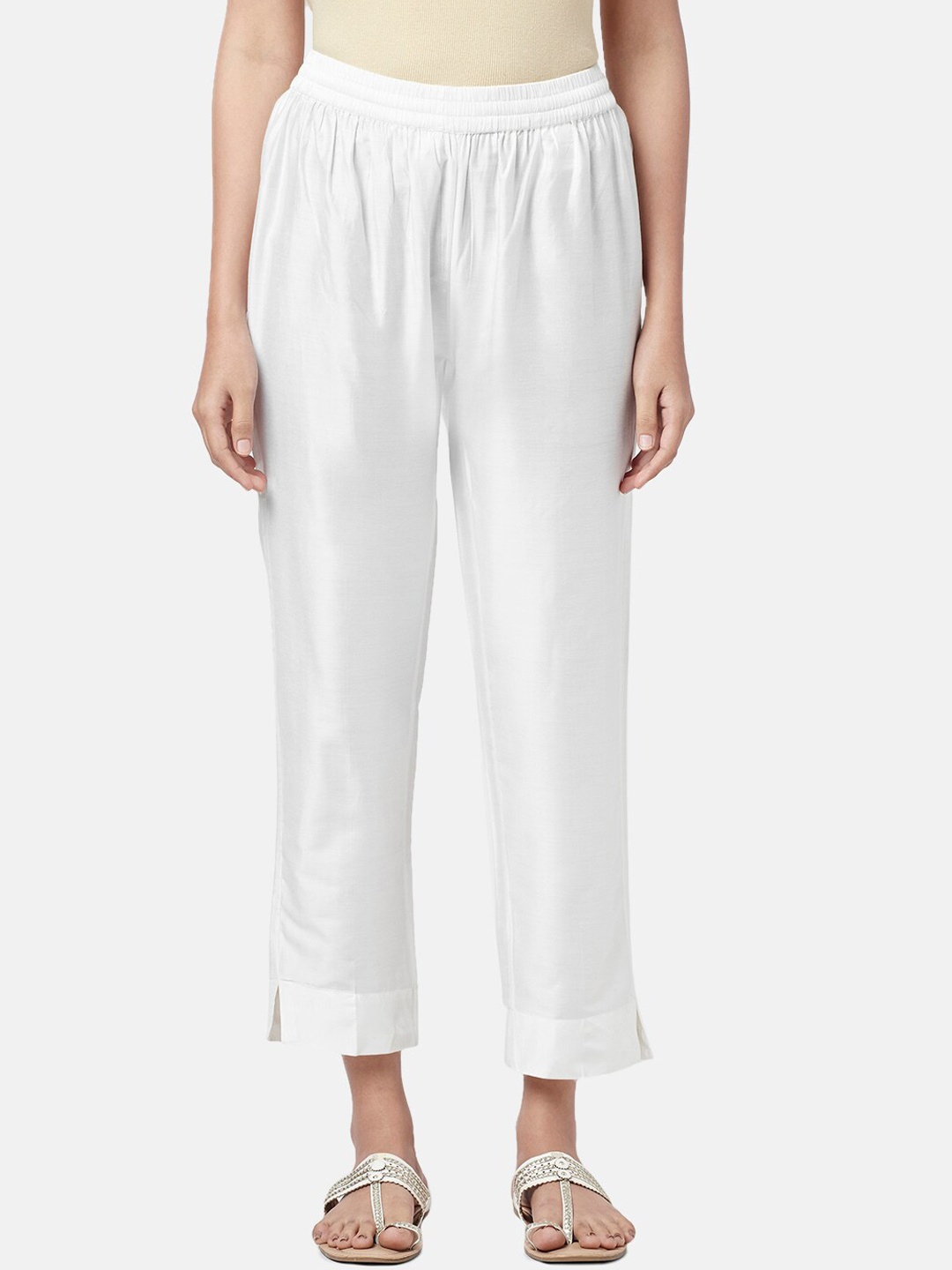 

RANGMANCH BY PANTALOONS Women Mid-Rise Trousers, Off white