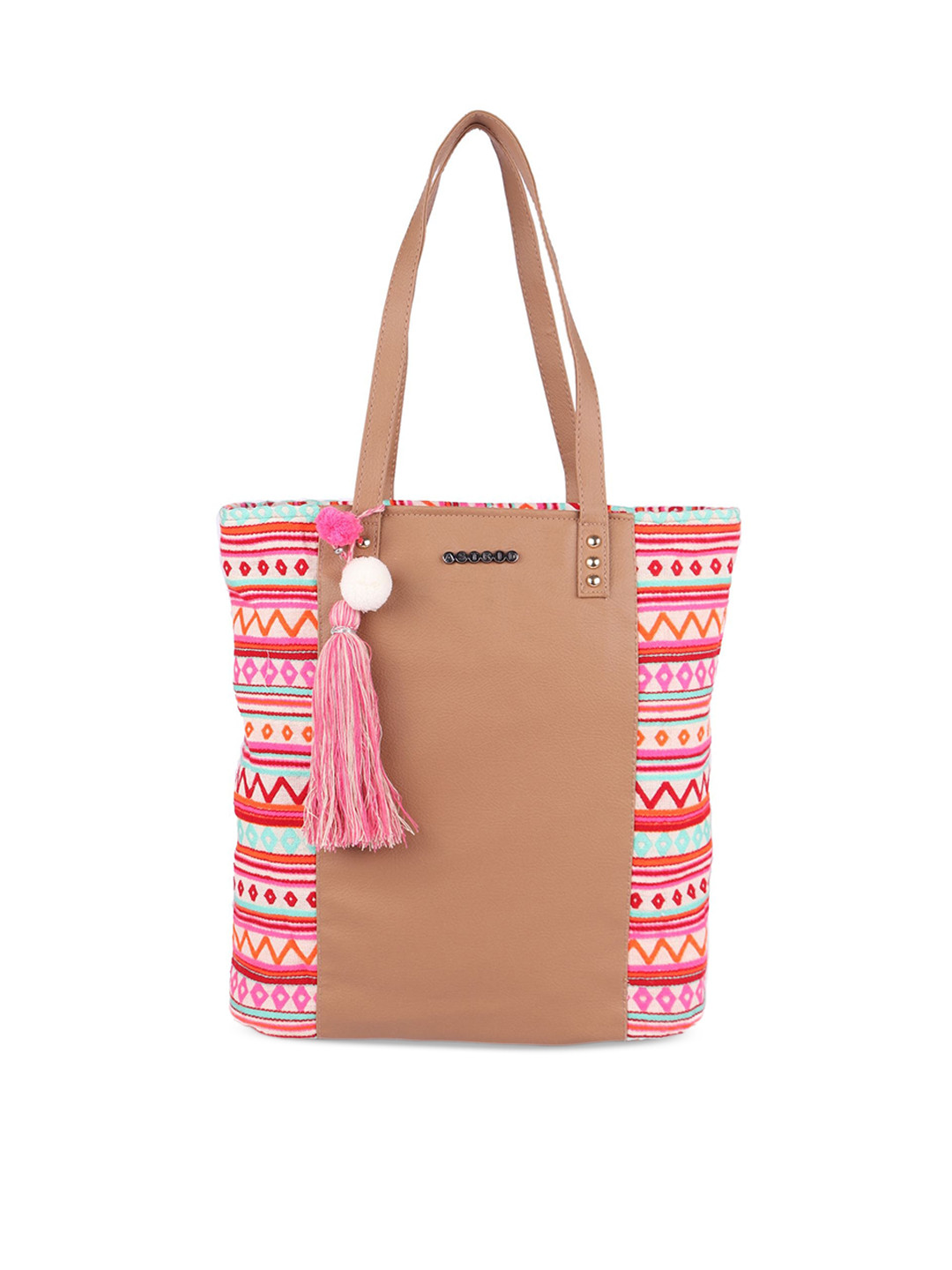 

ASTRID Oversized Shopper Tote Bag with Tasselled, Pink