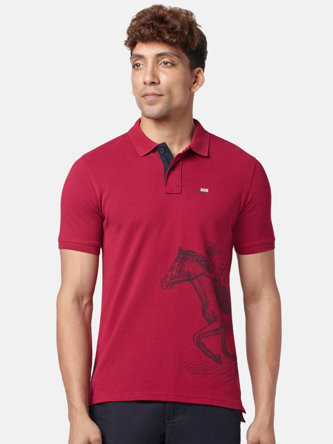 

BYFORD by Pantaloons Men Polo Collar Slim Fit Cotton T-shirt, Maroon