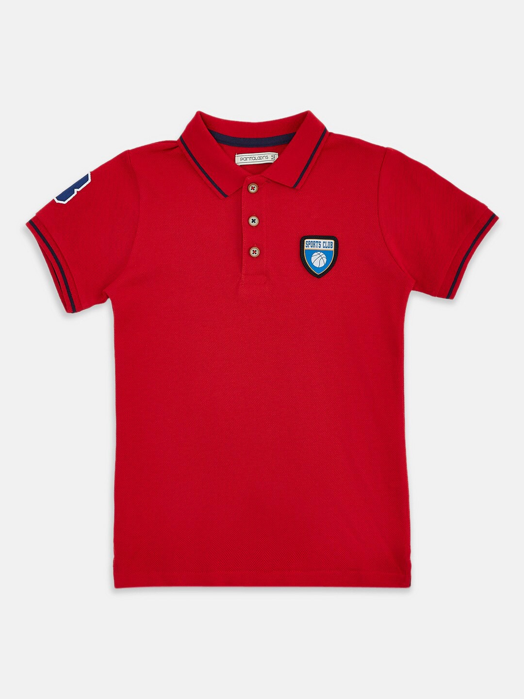 

Pantaloons Junior Boys Typography Polo Collar Applique Cotton T-shirt, Red