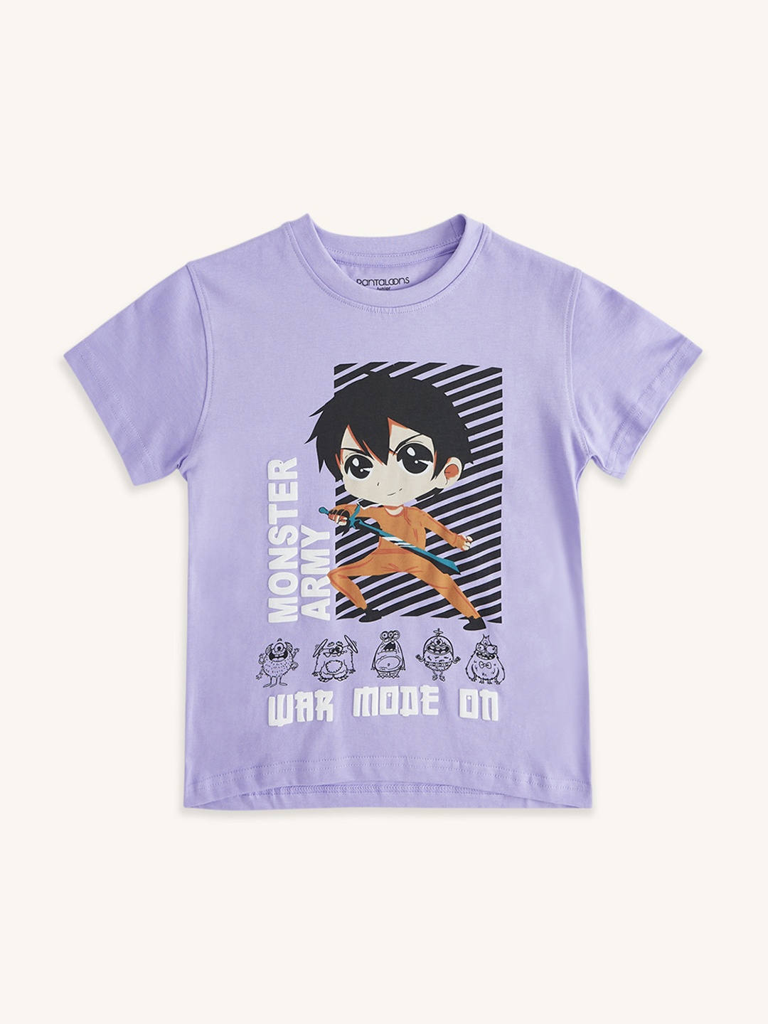 

Pantaloons Junior Boys Printed Cotton T-shirt, Purple