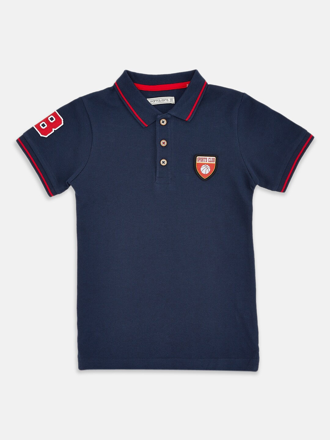 

Pantaloons Junior Boys Cotton Polo Collar T-shirt, Navy blue