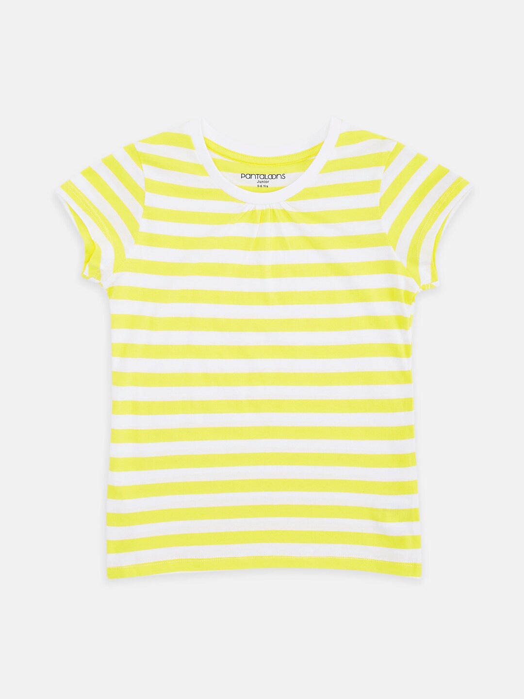 

Pantaloons Junior Girls Striped Cotton T-shirt, Yellow