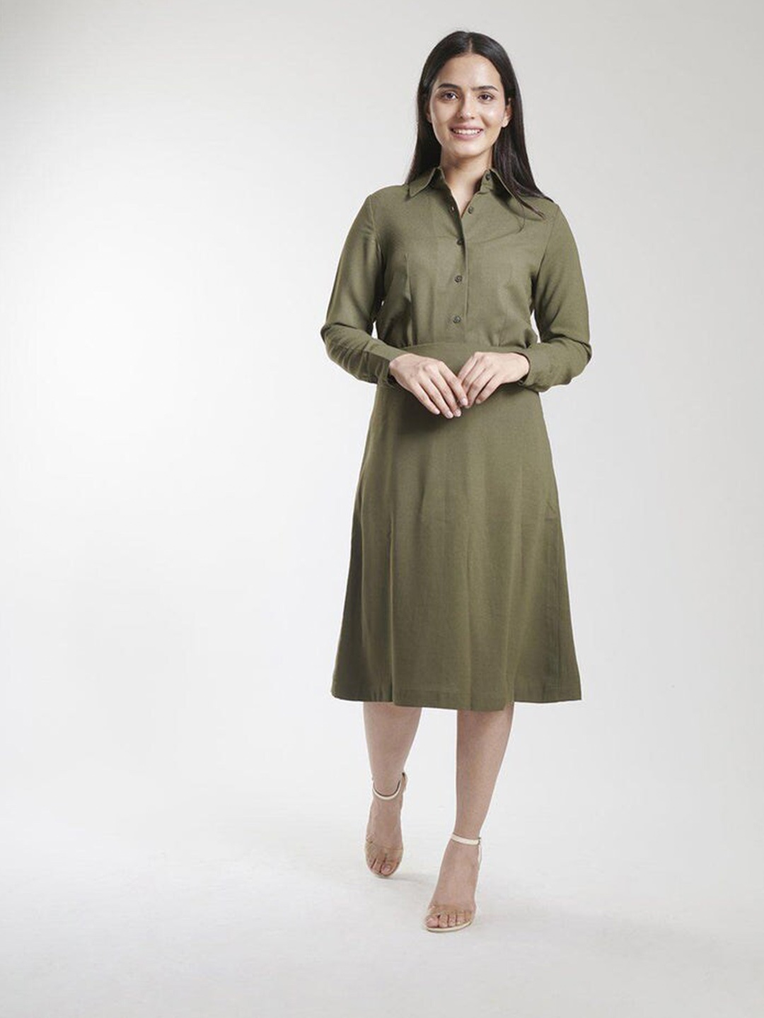 

PowerSutra Women Olive Green Shirt with Skirt