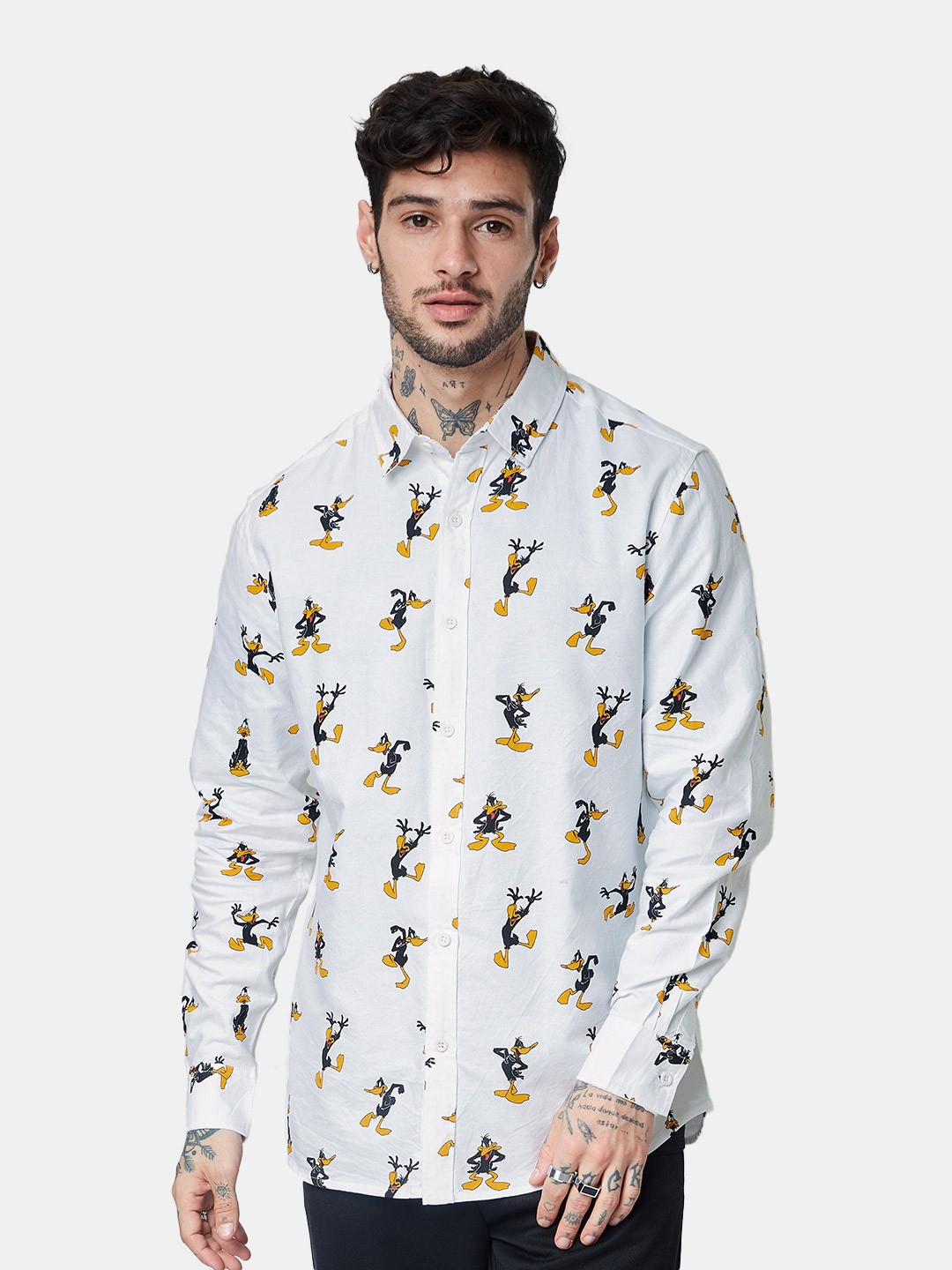 

The Souled Store Men Printed Pure Cotton Casual Shirt, White