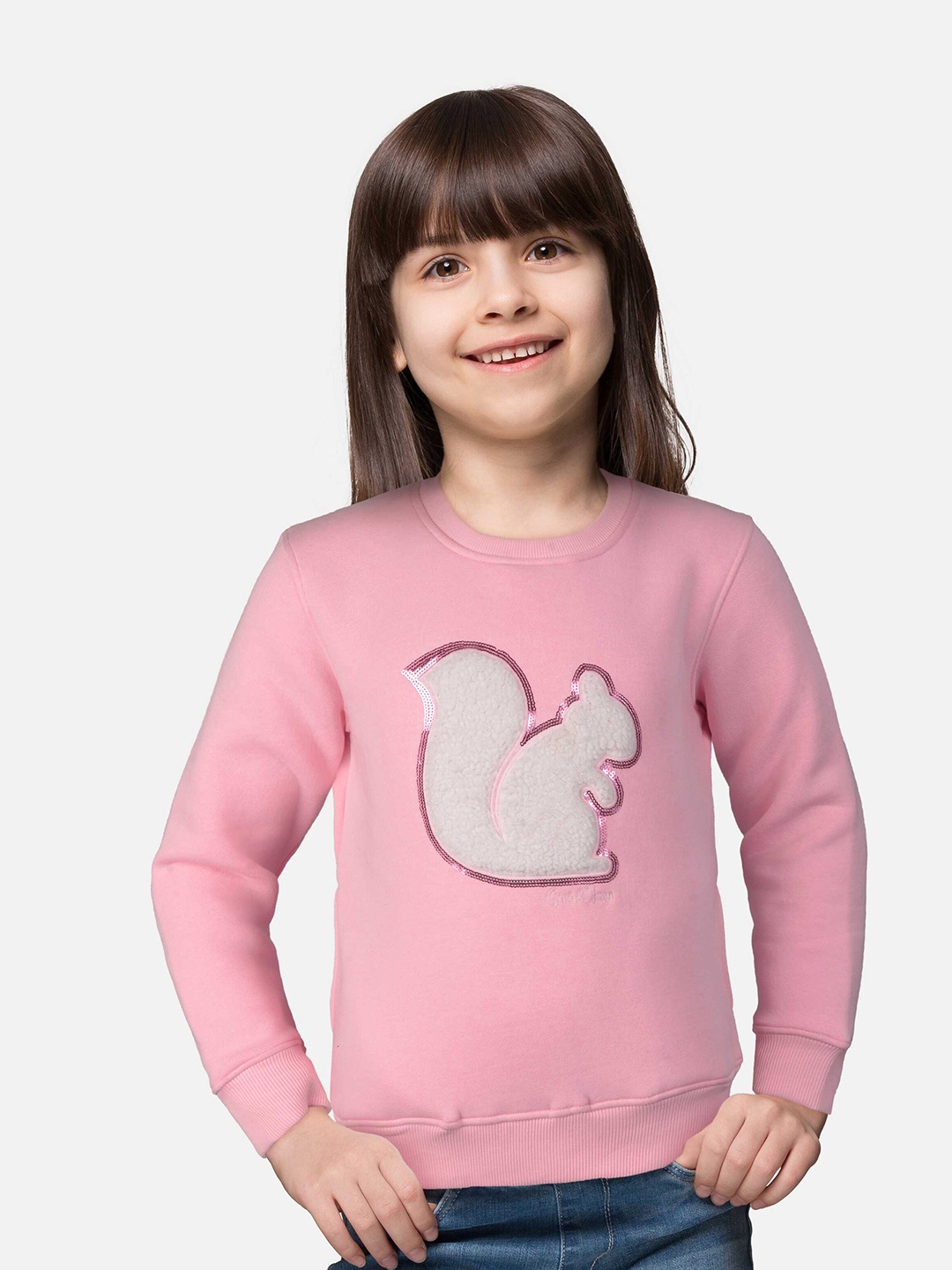 

Gini and Jony Girls Printed Cotton Sweatshirt, Pink