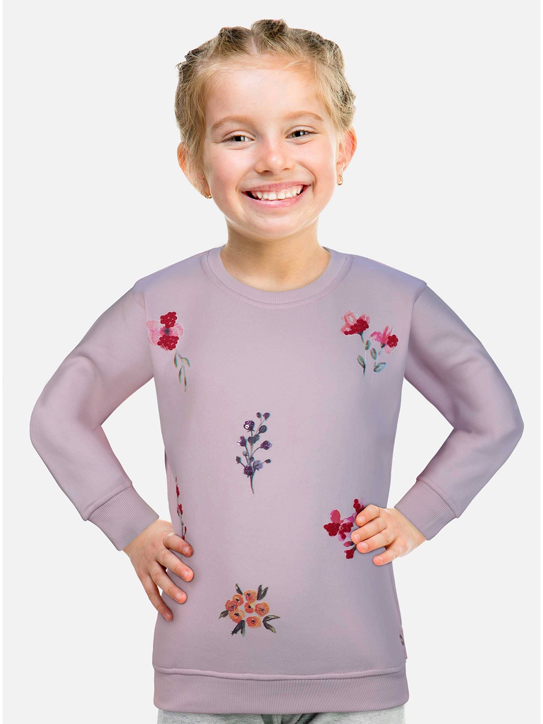 

Gini and Jony Girls Printed Cotton Sweatshirt, Pink