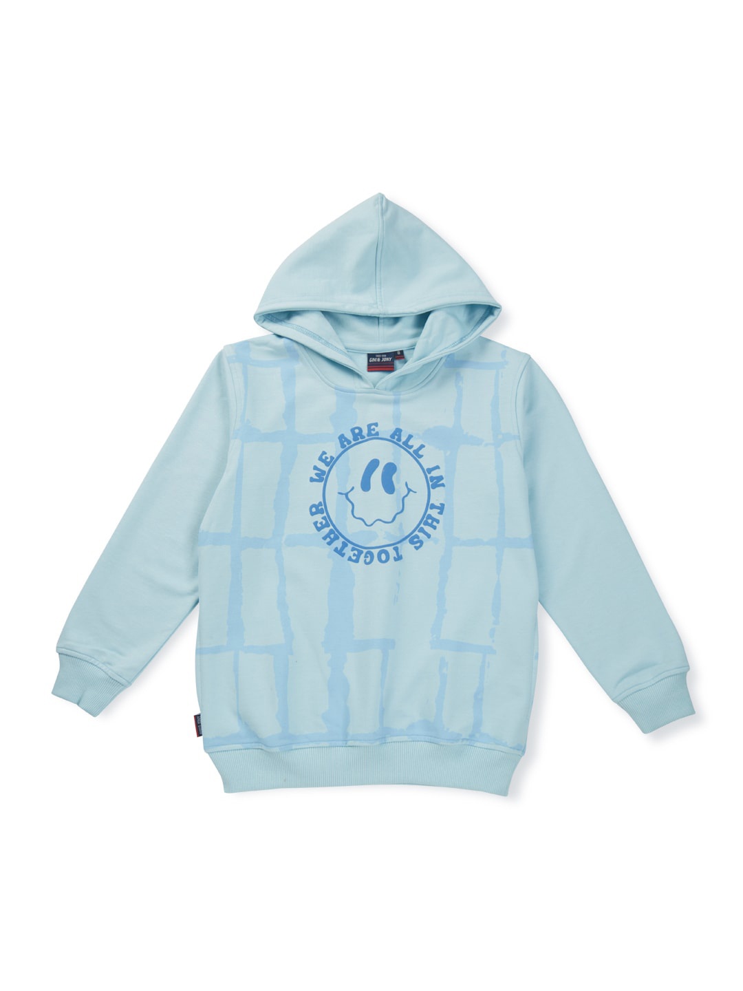 

Gini and Jony Boys Alphanumeric Printed Hooded Cotton Sweatshirt, Blue
