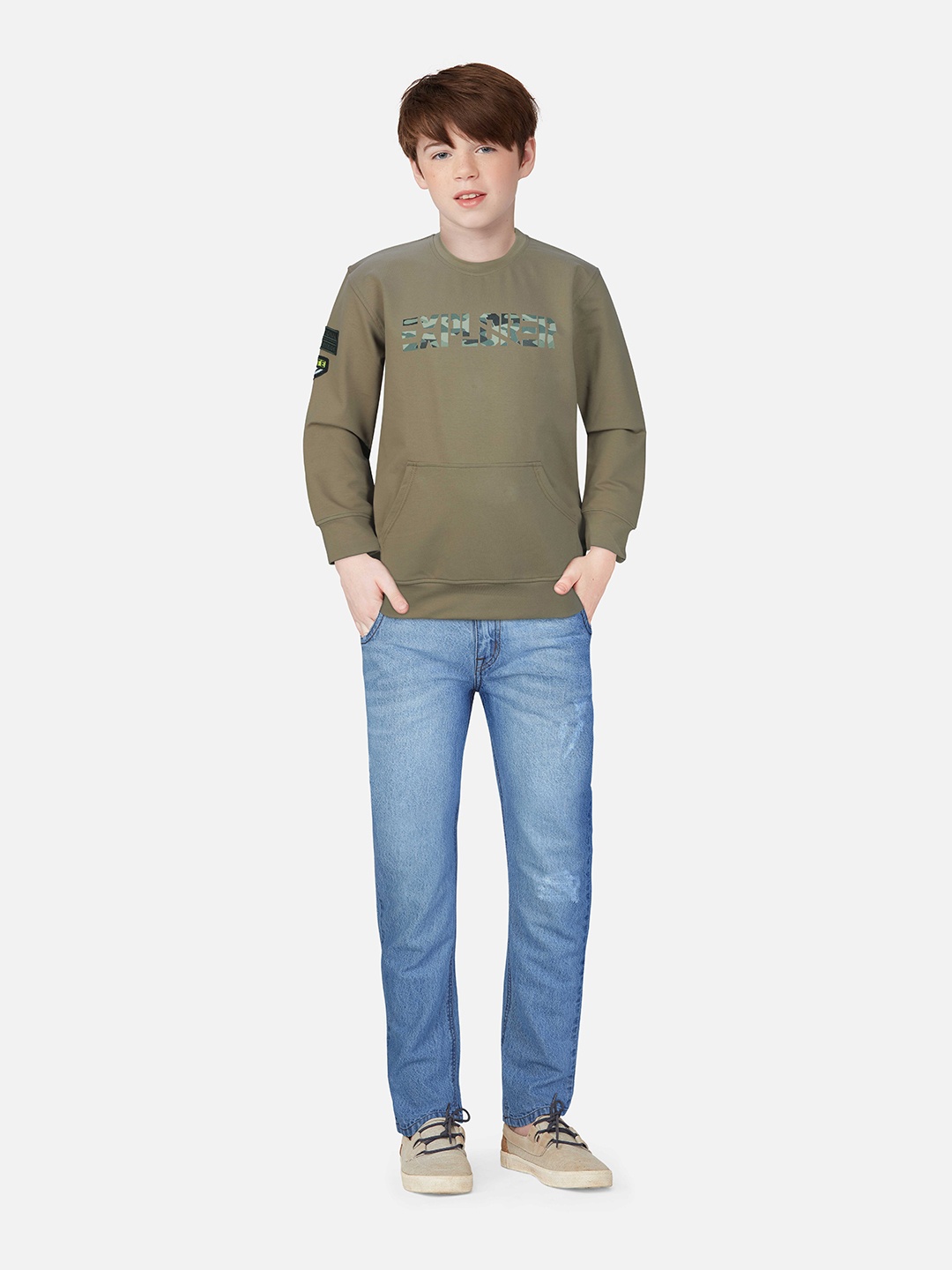 

Gini and Jony Boys Khaki Printed Sweatshirt