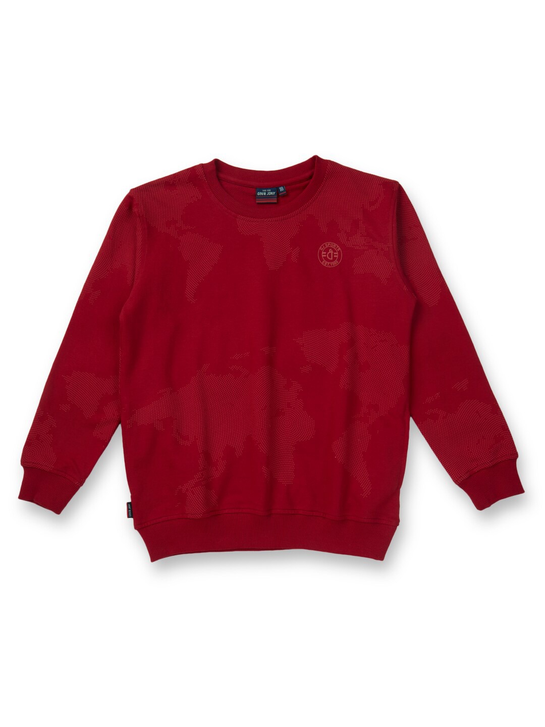 

Gini and Jony Boys Round Neck Printed Fleece Sweatshirt, Red