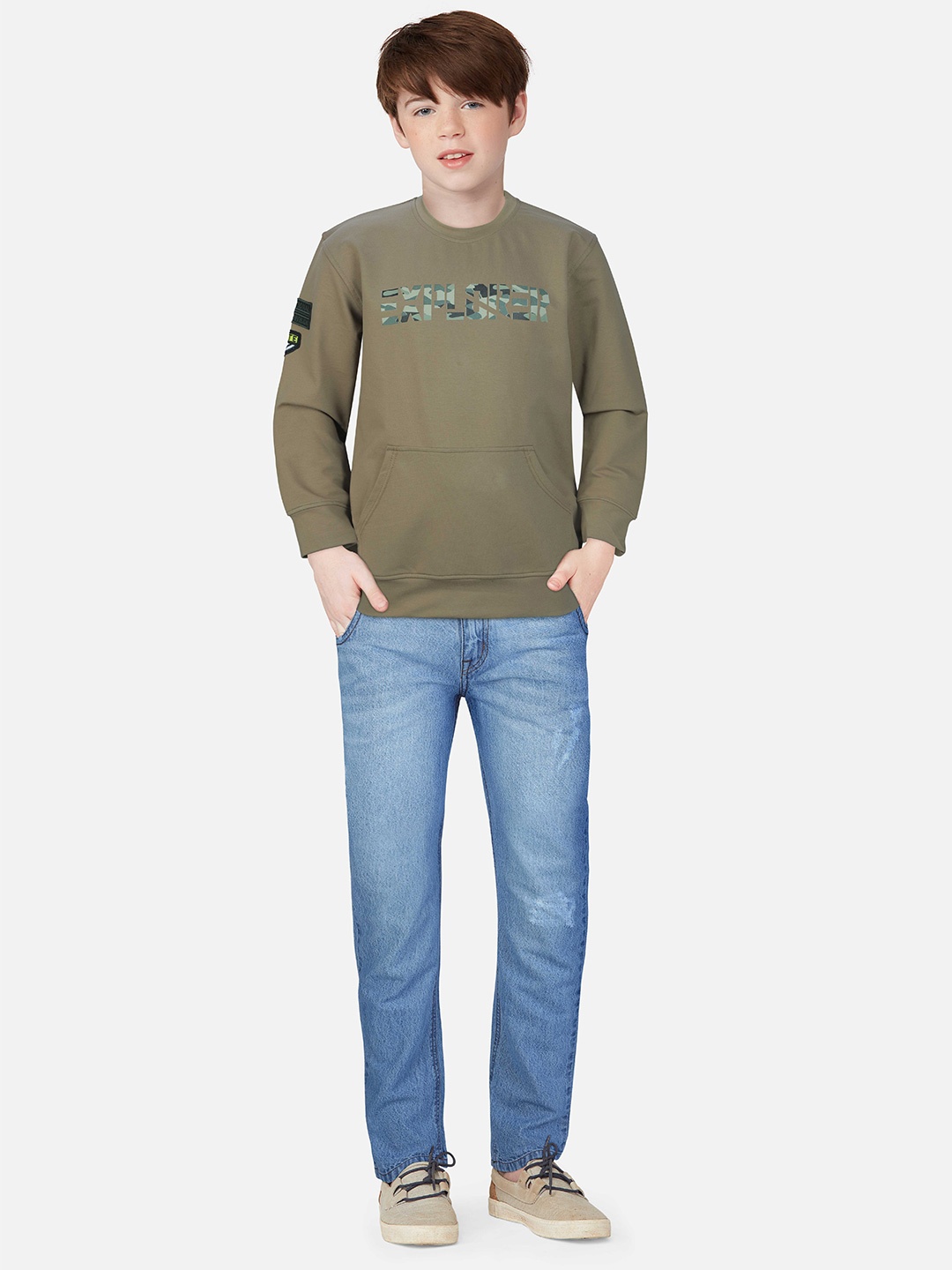 

Gini and Jony Boys Printed Cotton Sweatshirt, Khaki