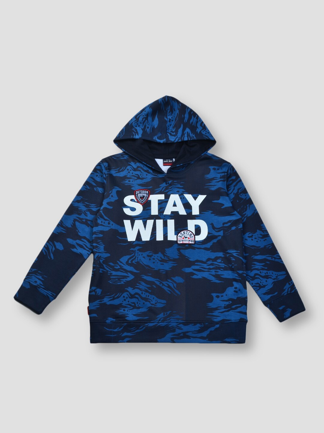 

Gini and Jony Boys Abstract Printed Hooded Fleece Sweatshirt, Navy blue