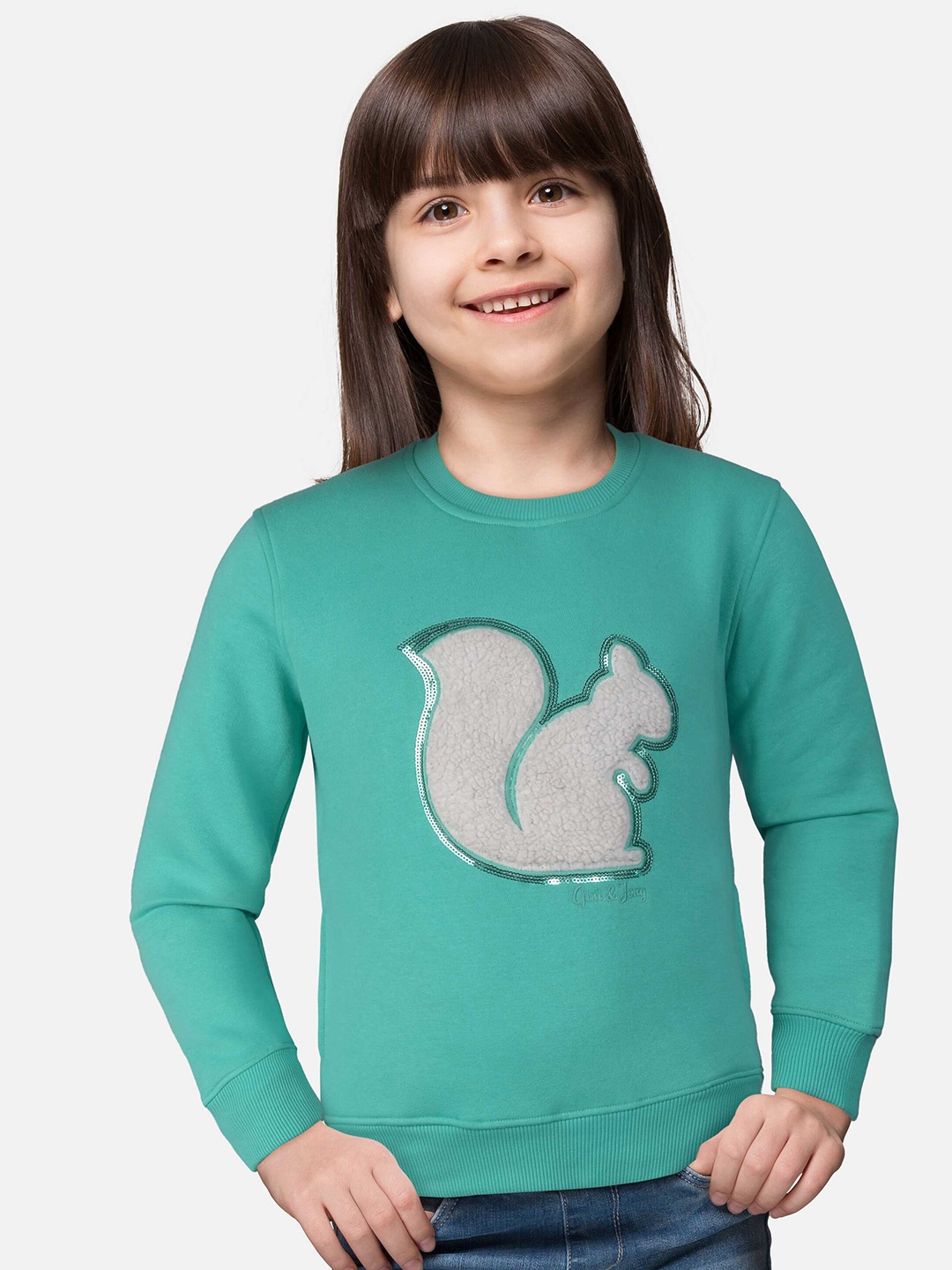 

Gini and Jony Girls Round Neck Cotton Sweatshirt, Green